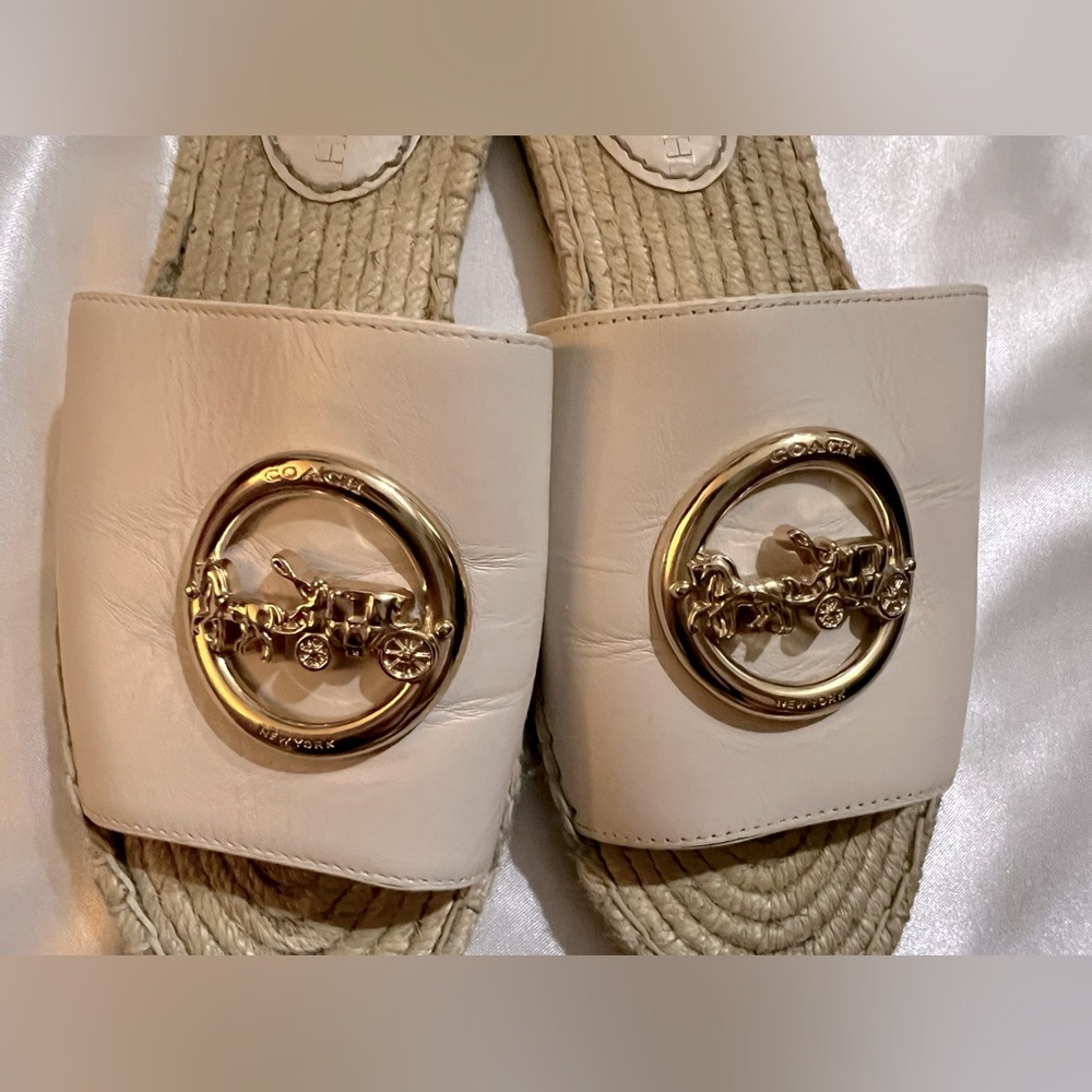 Coach Leather Espadrille Sandal in color Chalk - Picture 6 of 8